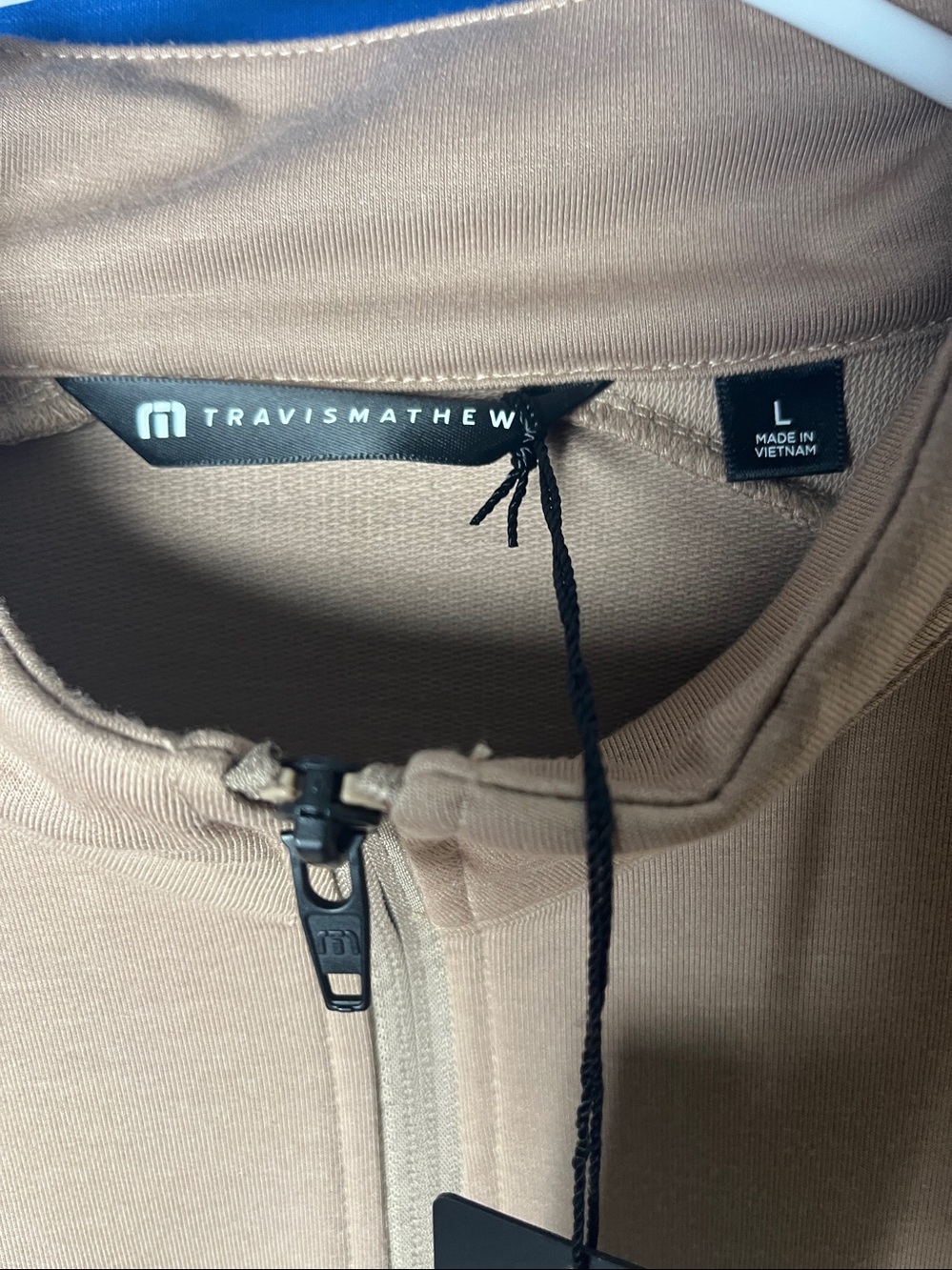 Travis Matthews tan , The Heater Quarter Zip Athletic Pullover Long Sleeve Sz L - Picture 2 of 8